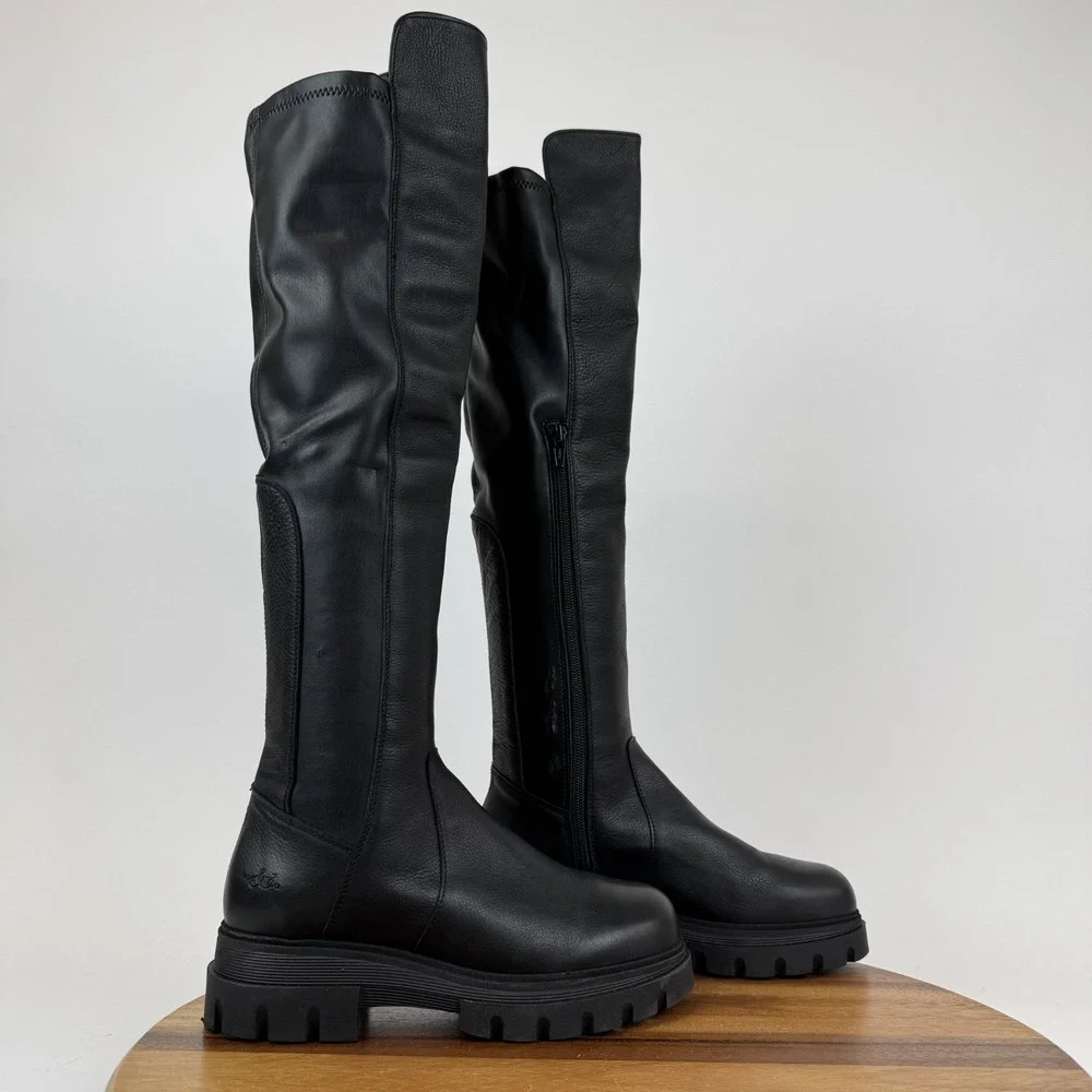 Womens Bos & Co Fifth Waterproof Knee‎ High Black Leather Riding Boots Size 36